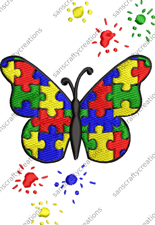 Autism butterfly-Transfer - by SansCraftyCreations.com -