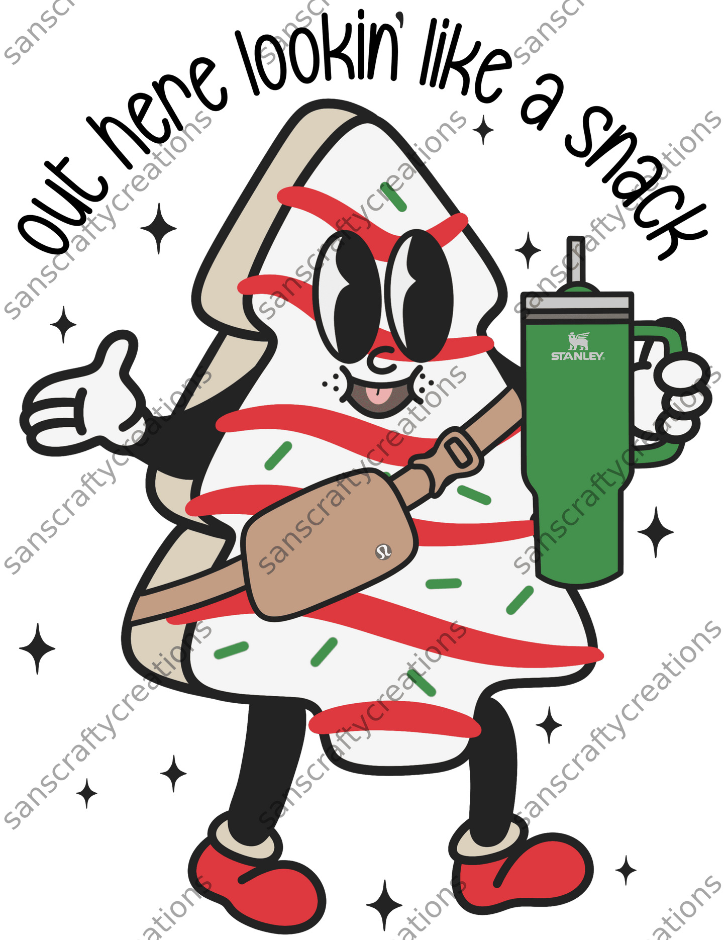 out here lookin like a snack Christmas Tree -Transfer -  by SansCraftyCreations.com - 