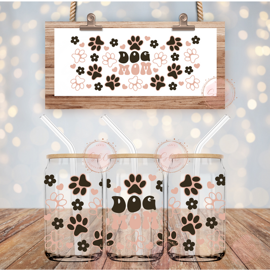 DOG Mom-16oz Glass Can