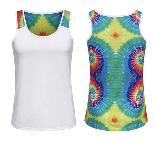 Tie Dye White Polyester Tank Top