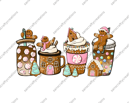 Pink Gingerbread-Printed Heat Transfer Vinyl - by SansCraftyCreations.com -