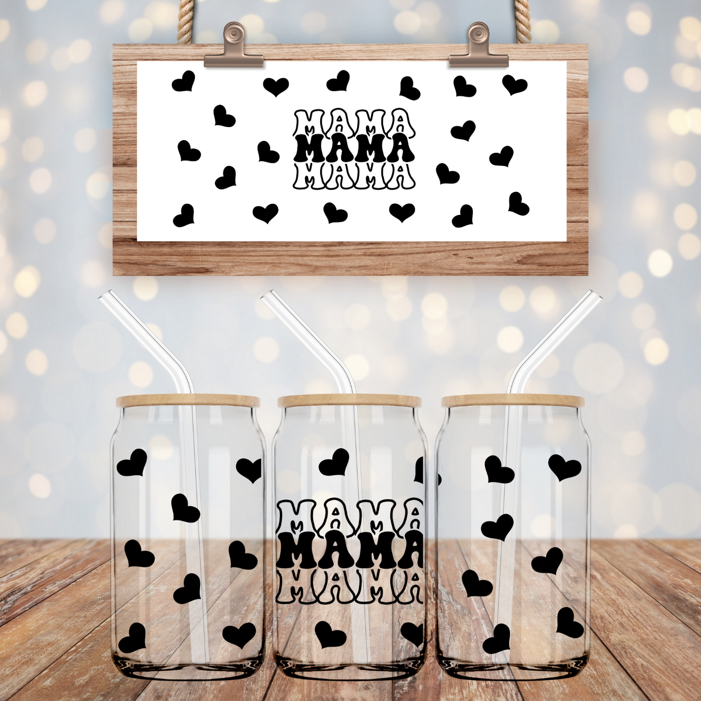 Mama hearts-16oz Libbey Glass Wrap