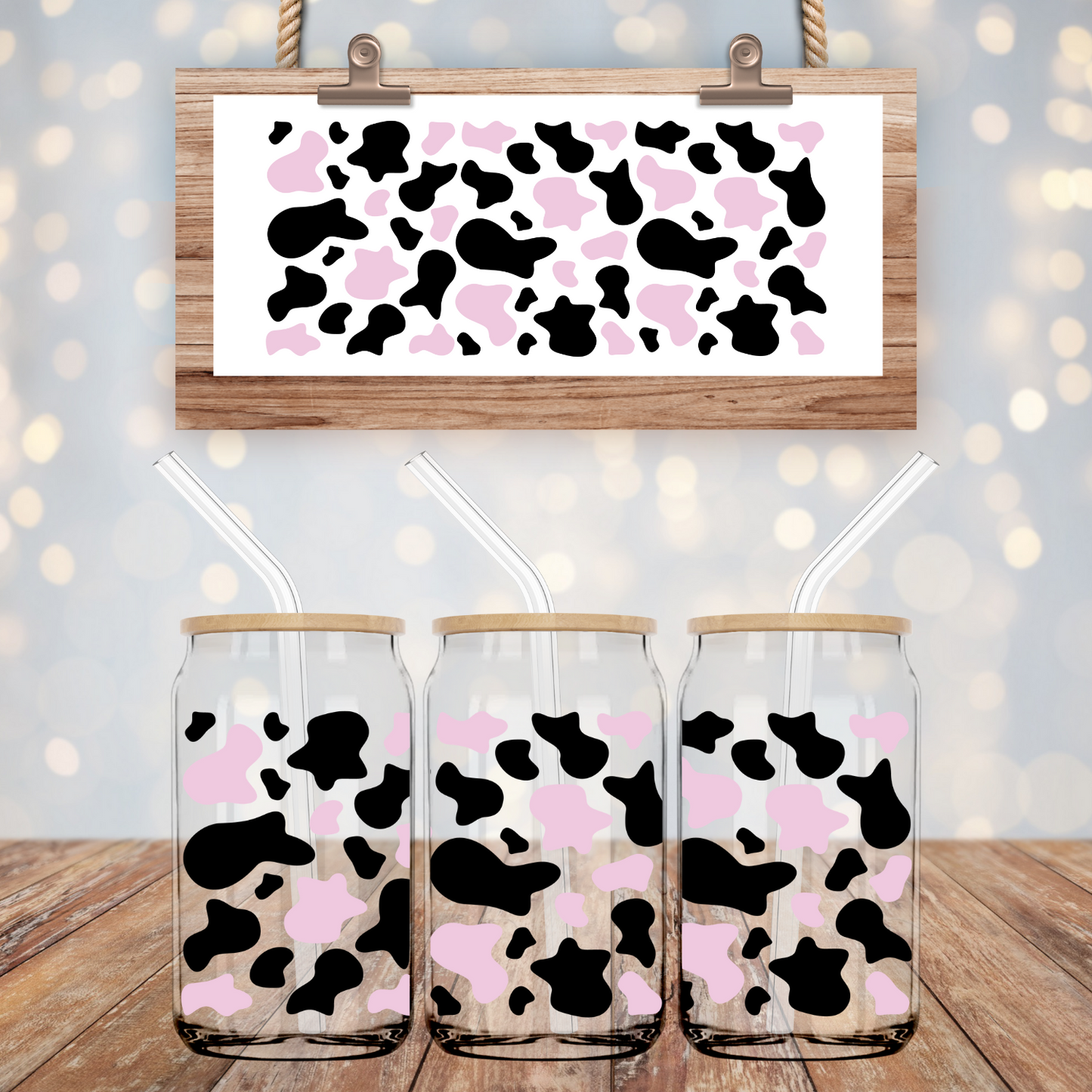 Cow print-16oz Libbey Glass Wrap