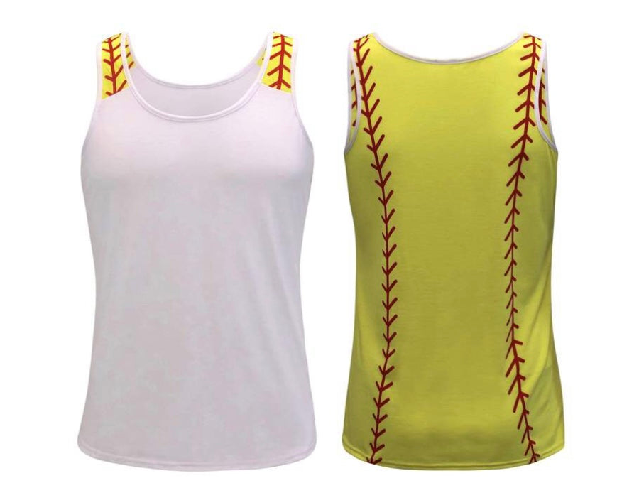 Softball Tank Top- White/Yellow
