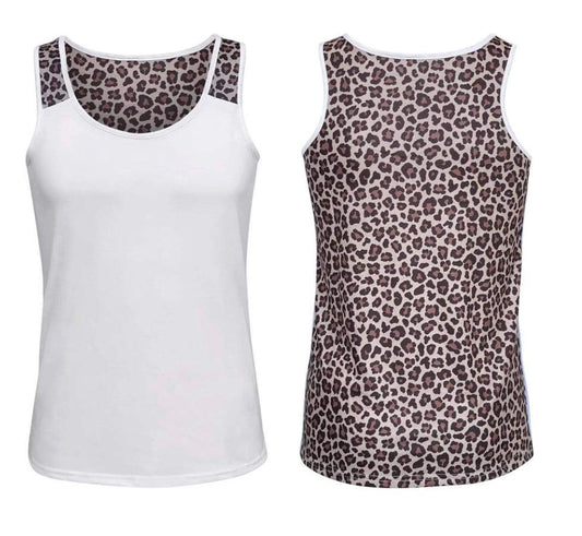 Cheetah White Polyester Tank Top