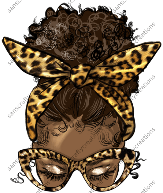 Messy Bun Girl- Printed Heat Transfer Vinyl -  by SansCraftyCreations.com - 