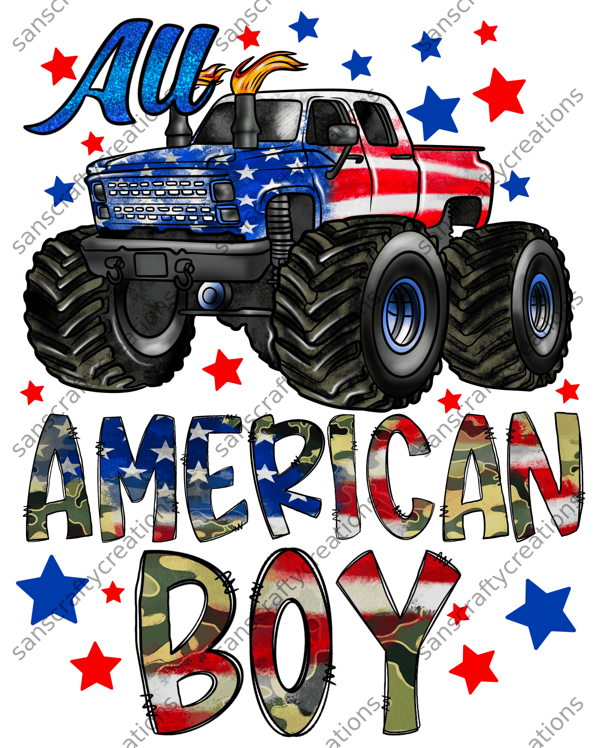 All American Boy -Transfer -  by SansCraftyCreations.com - 