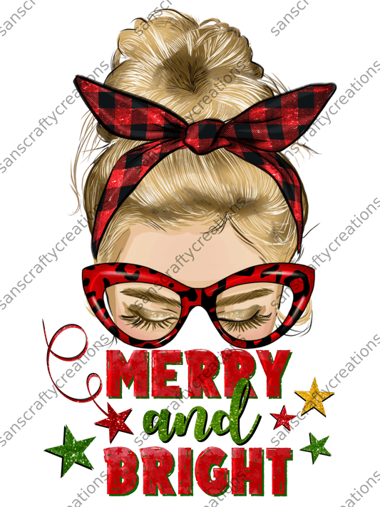 Merry and Bright Blonde-Printed Heat Transfer Vinyl - by SansCraftyCreations.com -
