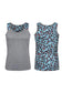 Cheetah Gray Blue Pink Polyester Tank Top