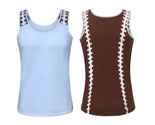 Football Tank Top- White/Brown