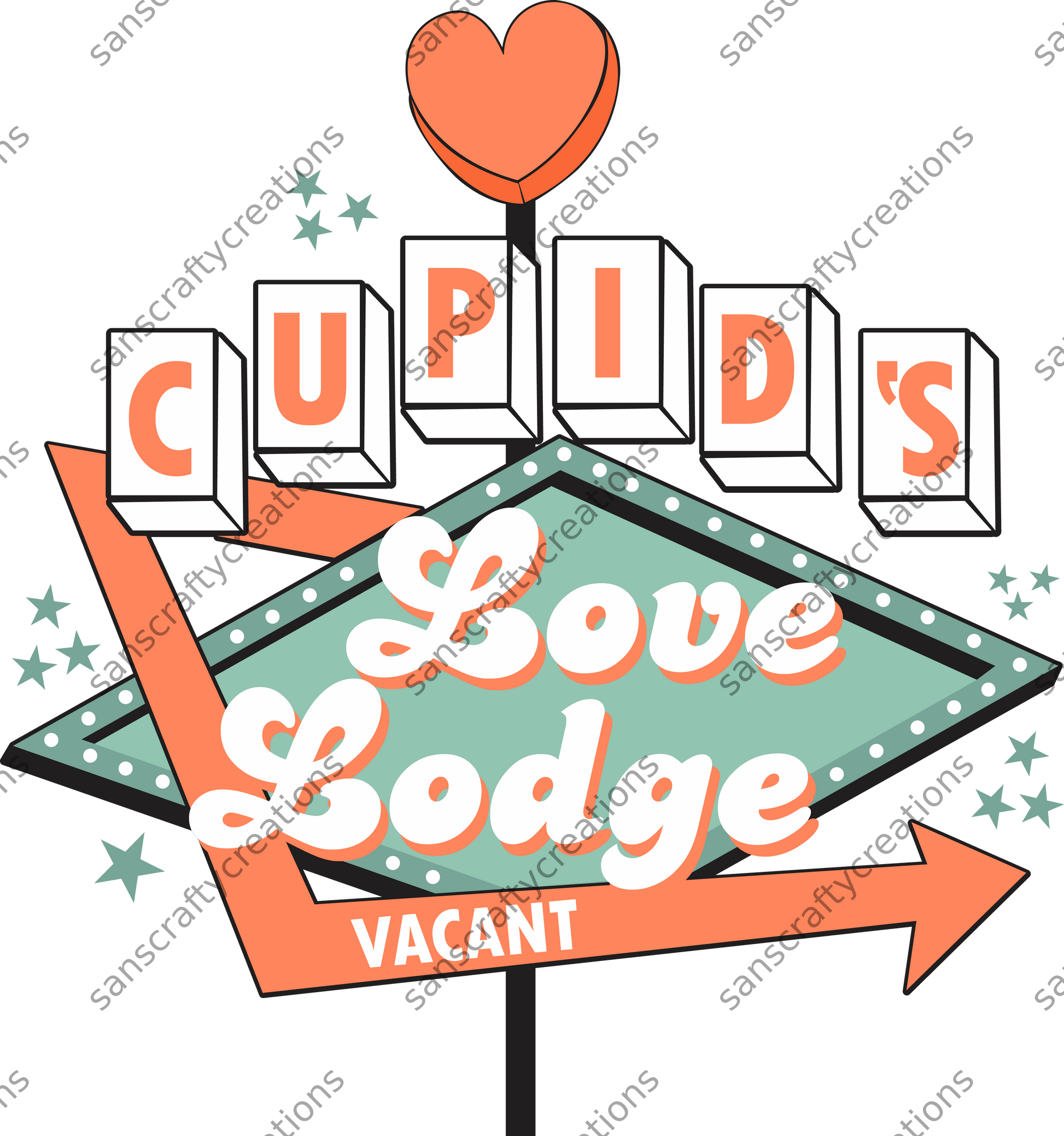 Cupids Love Lounge-Printed Heat Transfer Vinyl -  by SansCraftyCreations.com - 