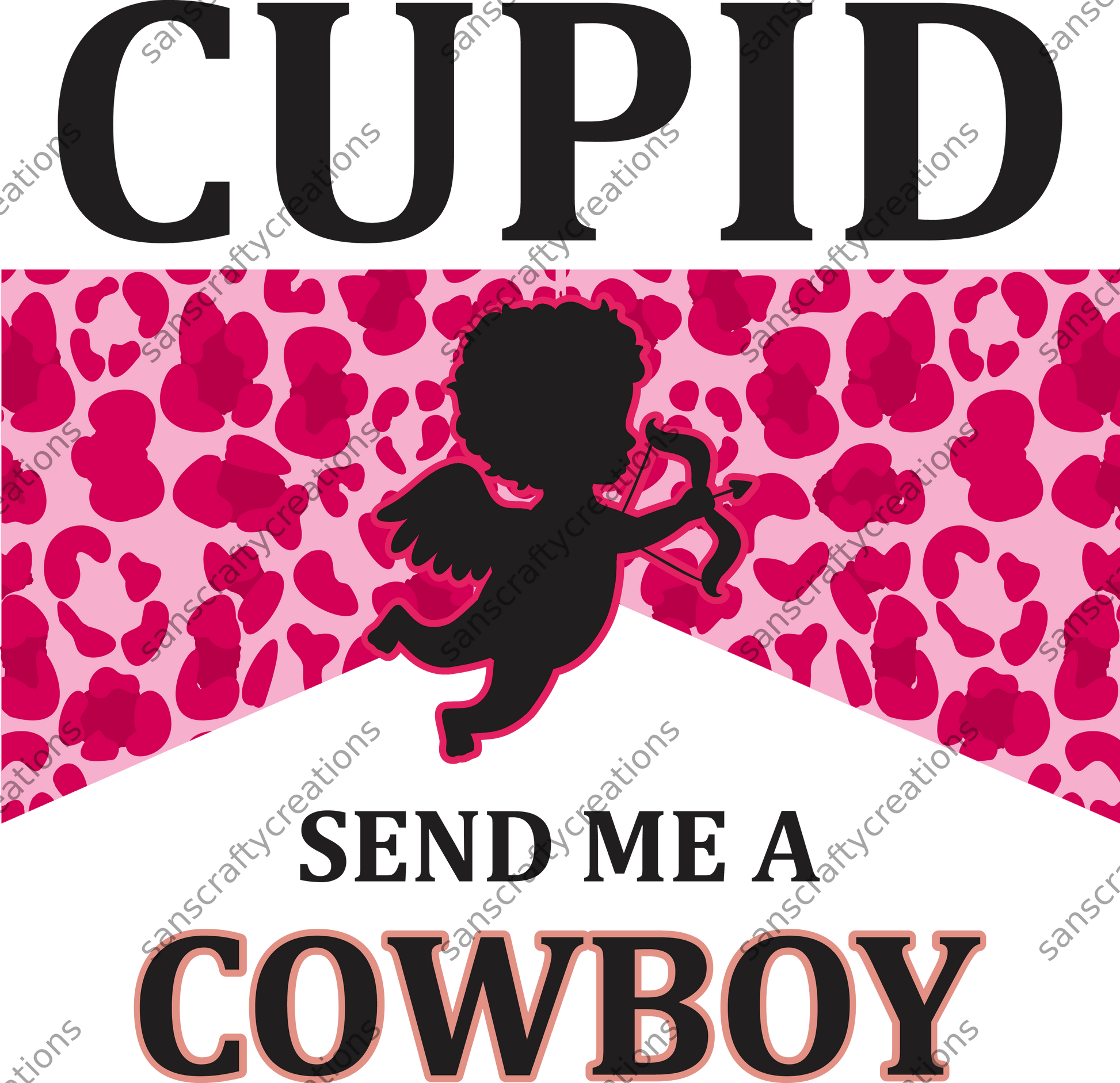 Cupid Send me a Cowboy-Printed Heat Transfer Vinyl -  by SansCraftyCreations.com - 