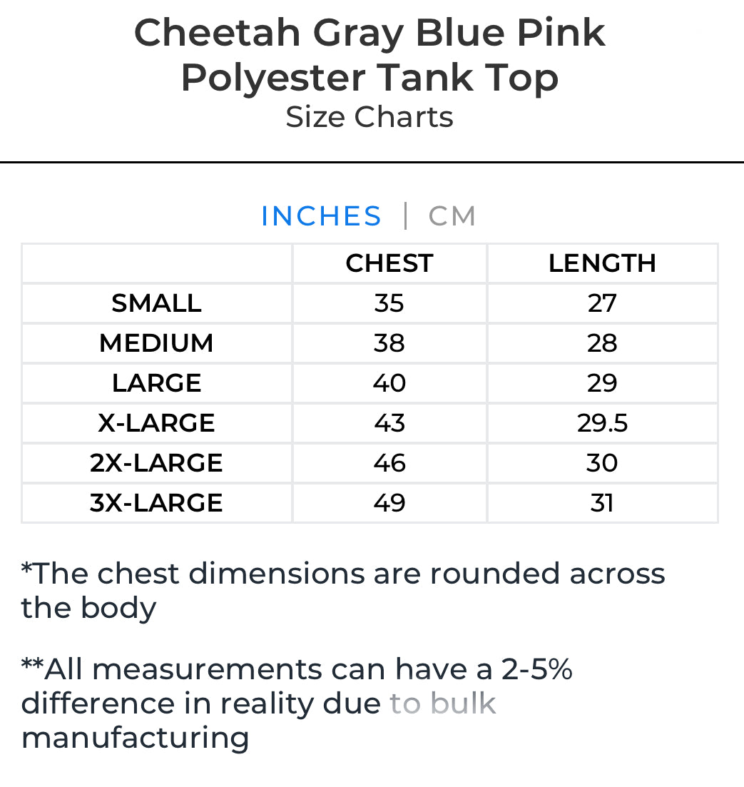 Cheetah Gray Blue Pink Polyester Tank Top