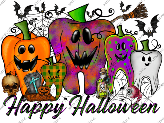 Happy Halloween-Printed Heat Transfer Vinyl - by SansCraftyCreations.com -