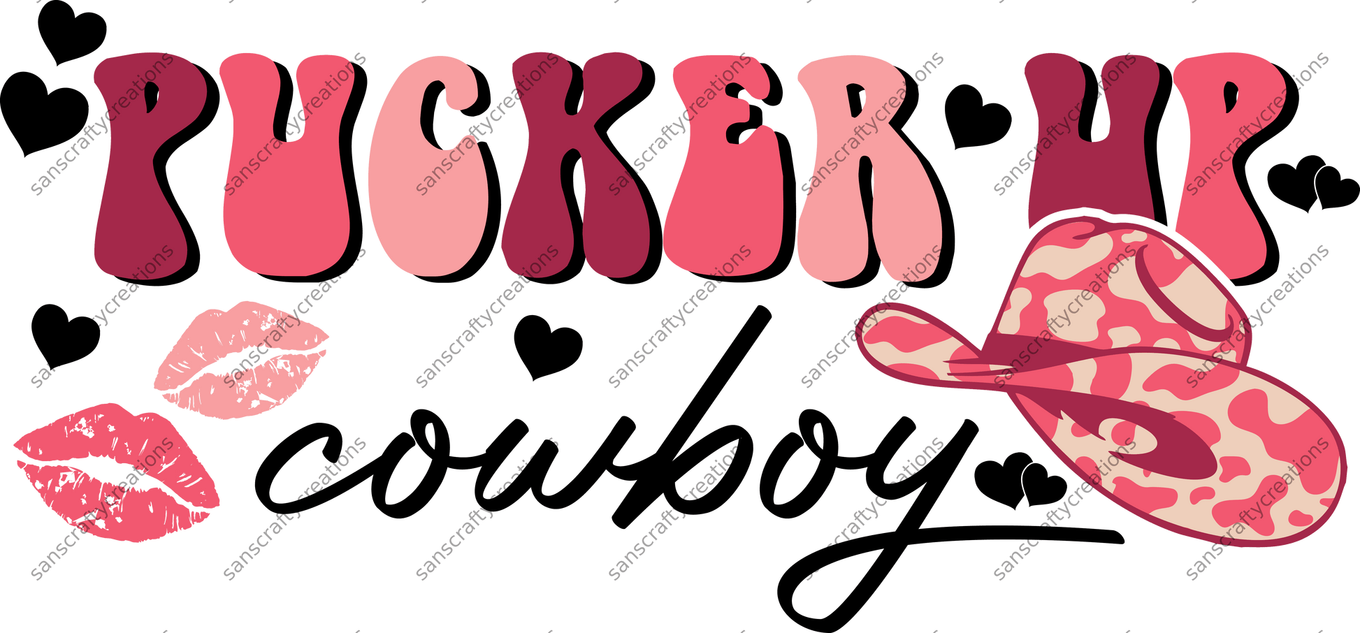 Pucker up Cowboy Transfer -  by SansCraftyCreations.com - 