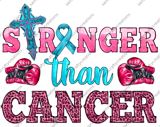 Stronger than Cancer-Printed Heat Transfer Vinyl - by SansCraftyCreations.com -