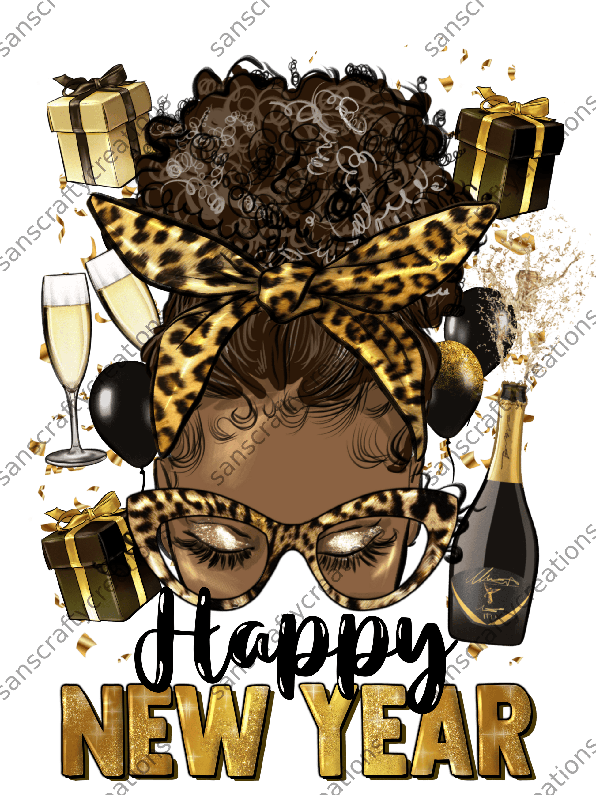 Happy New Year-Printed Heat Transfer Vinyl -  by SansCraftyCreations.com - 