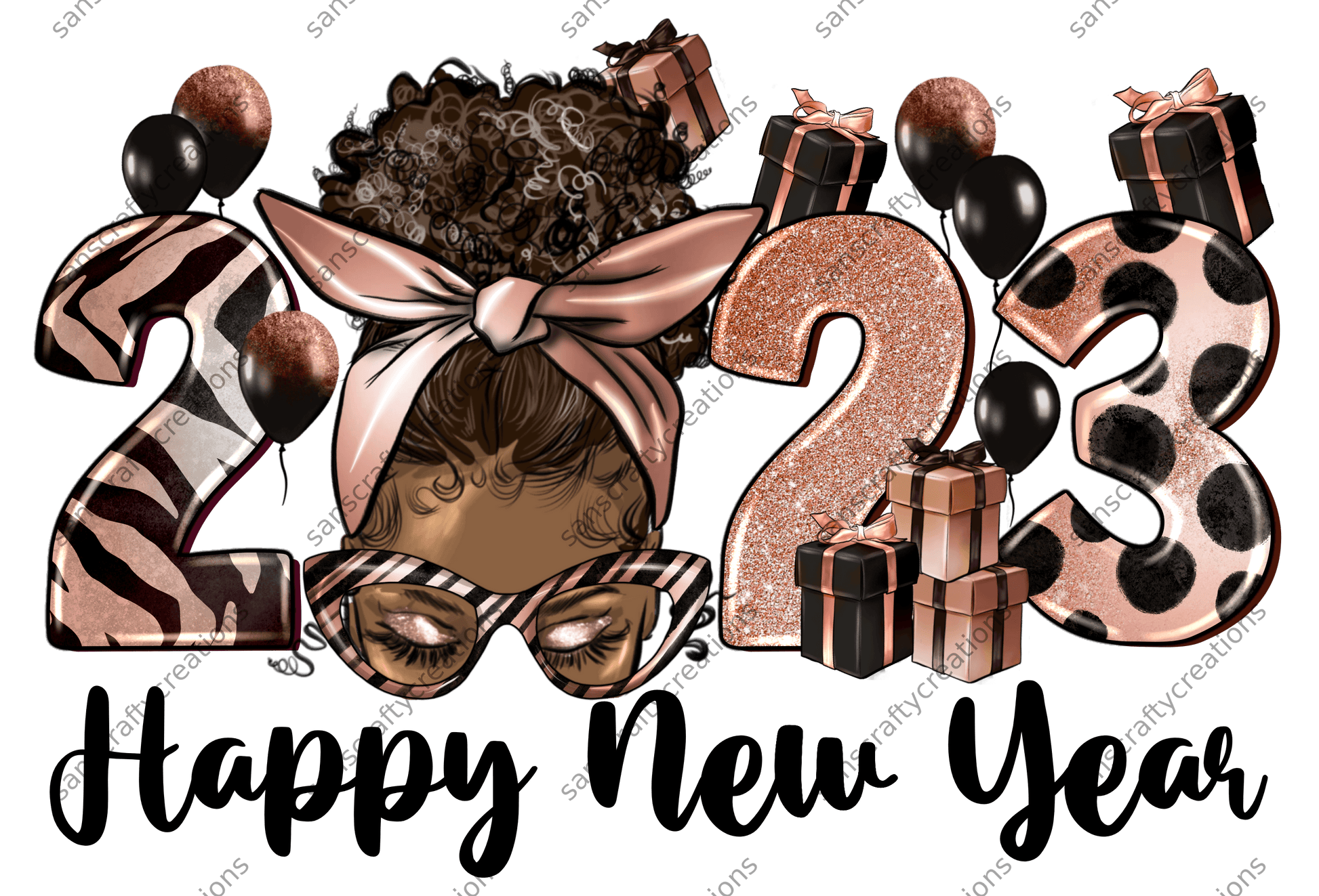 Happy New Year 2023 Rose Gold-Printed Heat Transfer Vinyl -  by SansCraftyCreations.com - 