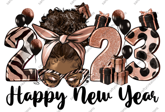 Happy New Year 2023 Rose Gold-Printed Heat Transfer Vinyl - by SansCraftyCreations.com -
