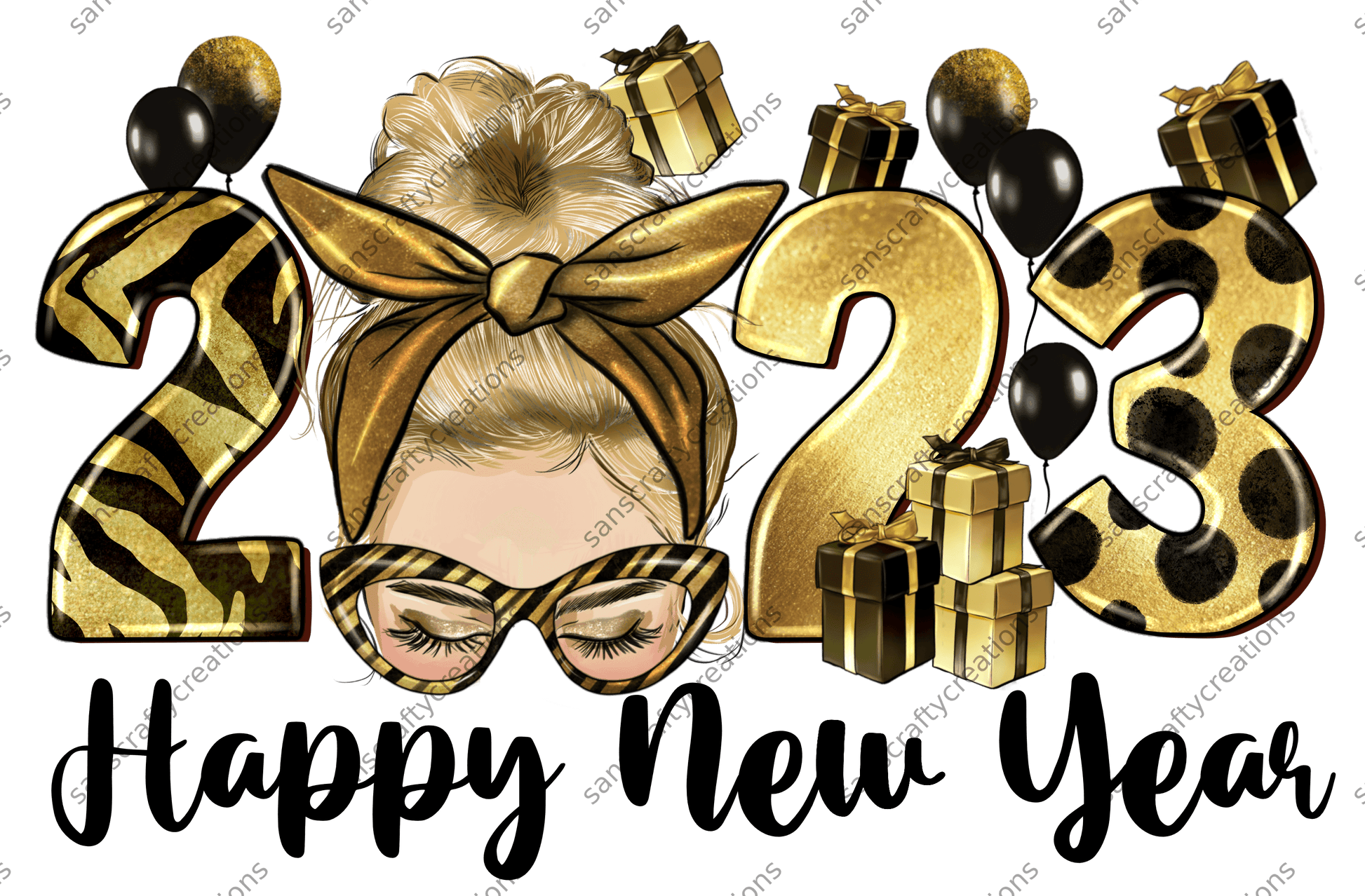 Happy New Year 2023 blonde-Printed Heat Transfer Vinyl -  by SansCraftyCreations.com - 