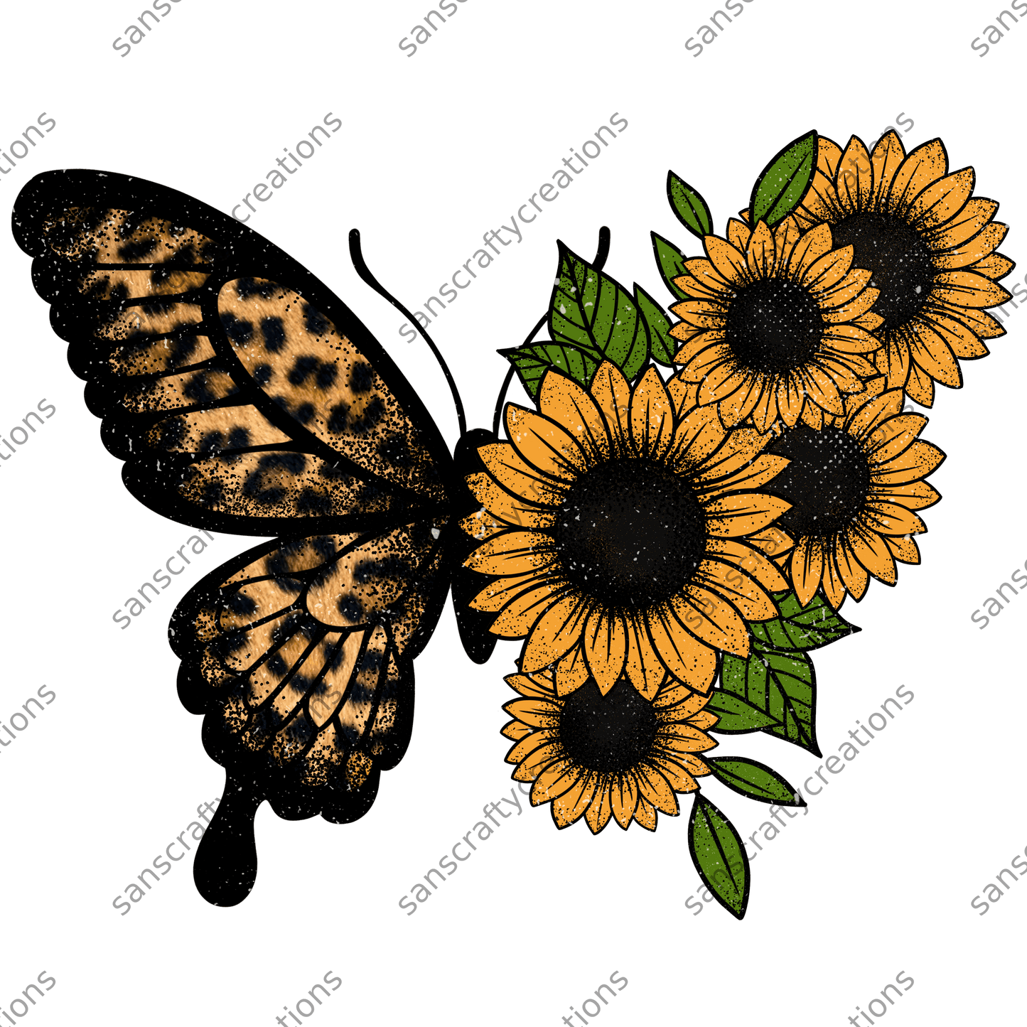 Sunflower butterfly-Transfer -  by SansCraftyCreations.com - 