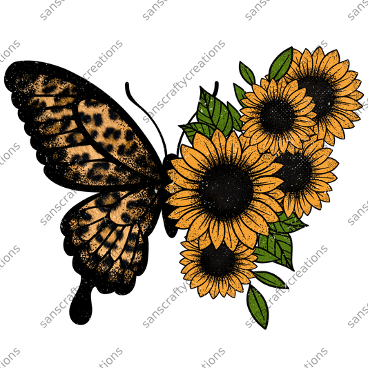 Sunflower butterfly-Transfer -  by SansCraftyCreations.com - 