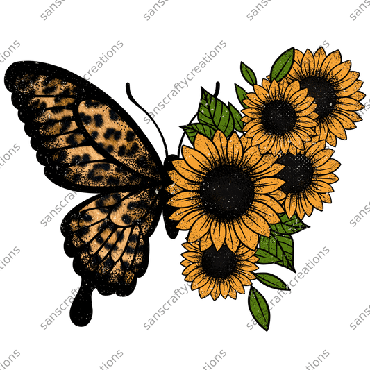 Sunflower butterfly-Transfer - by SansCraftyCreations.com -