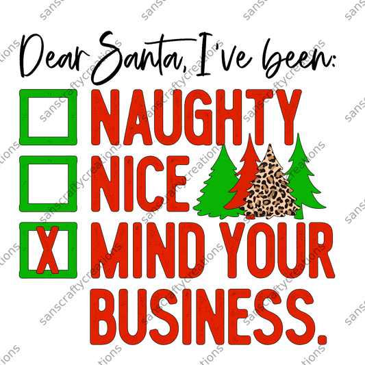 Dear Santa, I've Been-Printed Heat Transfer Vinyl - by SansCraftyCreations.com -