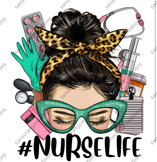 Nurse life -Printed Heat Transfer Vinyl - by SansCraftyCreations.com -