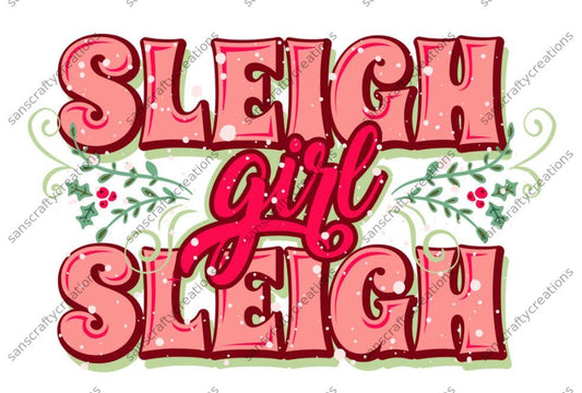 Sleigh Girl Sleigh-Printed Heat Transfer Vinyl - by SansCraftyCreations.com -