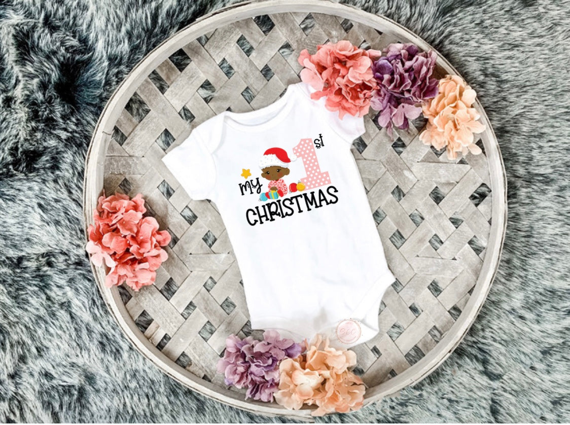 1st Baby Girl Christmas Body Suit