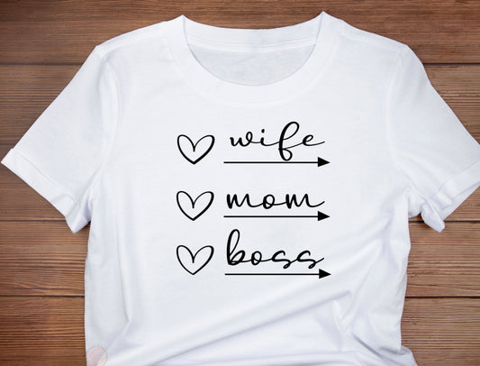 Wife, Mom, Boss-Adult Unisex T-Shirt