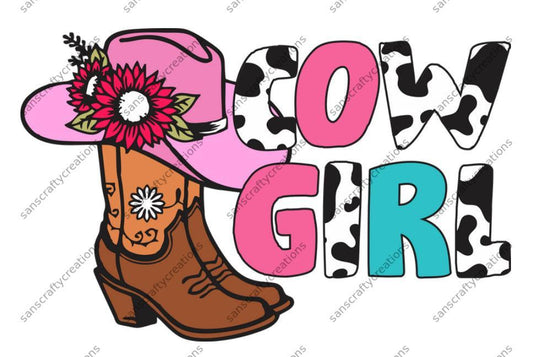 Cow Girl-Transfer - by SansCraftyCreations.com -