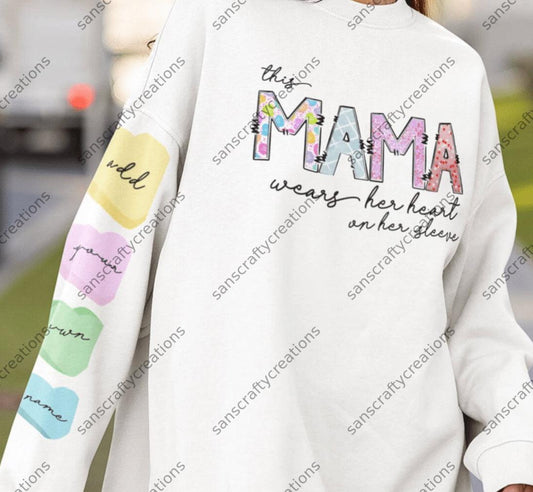 This Mama wears her heart on her sleeve-Transfer - by SansCraftyCreations.com -